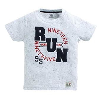 Hopscotch Smarty Boys' Cotton Text Print T-Shirt in White Colour for ...