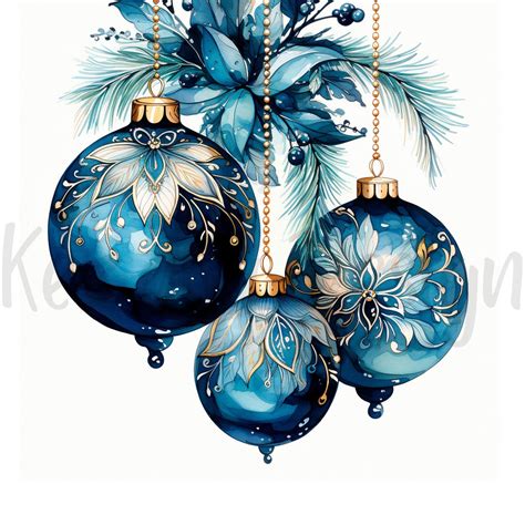 Blue Christmas Ornaments Clipart 12 High Quality Jpgs, Merry Christmas ...