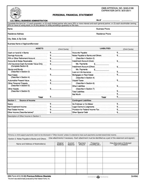 Image result for Personal Financial Statement Format
