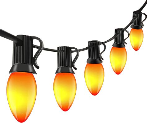 Abeja C7 Orange LED String Lights 25Ft Outdoor Orange String Lights ...