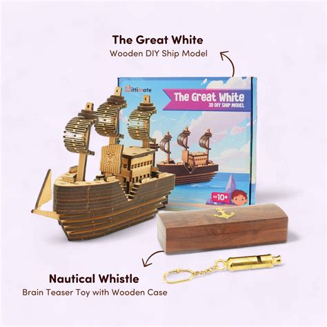 DIY Great White Ship & Wooden Nautical Whistle Combo Pack of 2 | Woode ...