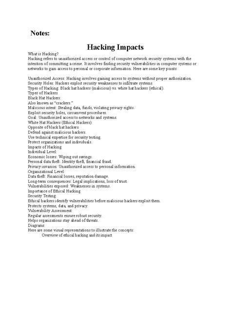 Notes - Notes: Hacking Impacts What is Hacking? Hacking refers to ...