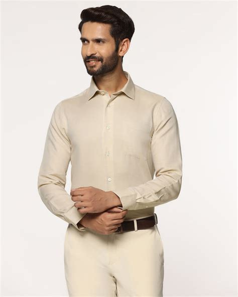 Buy Veltry Luxe Beige Textured Shirt Online India