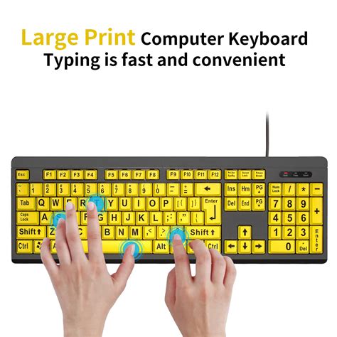 Adadmei Large Print Computer Keyboard, Wired USB High Contrast Keyboard ...