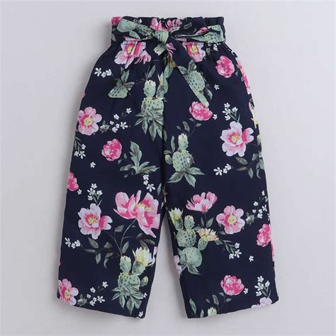 Shop Online Girls Black And Pink Floral Print Blouse And Pant Set at ₹599