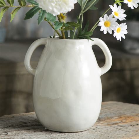 Amazon.com: Tanvecle White Ceramic Vase with 2 Handles, Modern ...