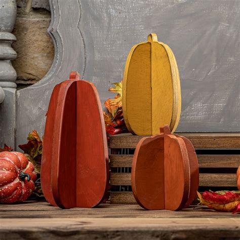 Unfinished Wood Co. Slotted Pumpkins- Set Of 3 at Lowes.com