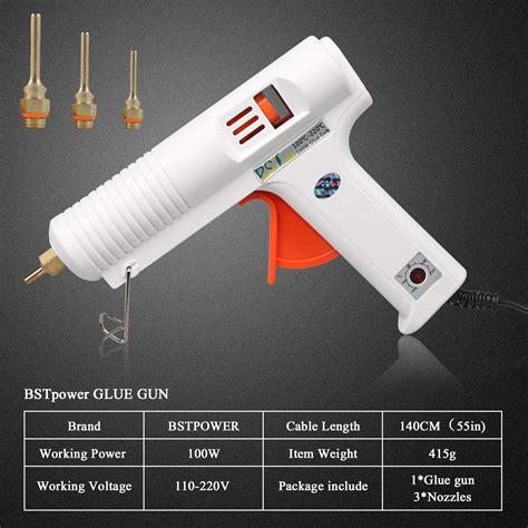 100W Hot Glue Gun with Three Interchangeable Nozzles, BSTPOWER 2T High ...
