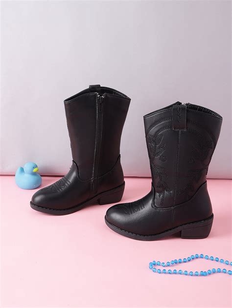 Black PU Long Boots For Kids-Girls (TC-RS3708-BLK) – Truffle Collection