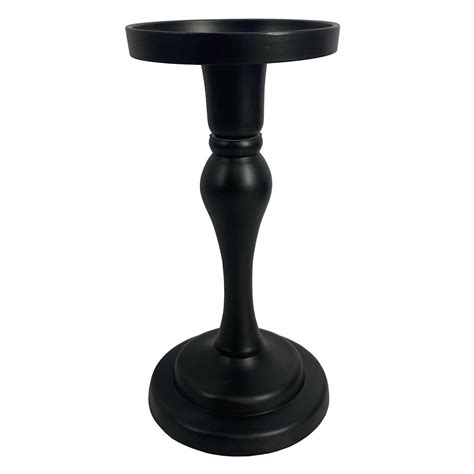Black Pillar Candle Holder, 8.2"