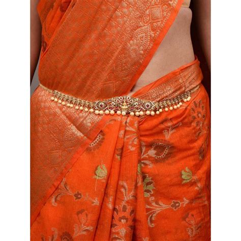 Buy Saraf RS Jewellery Red & Green Ad Studded Gold Plated Goddess ...