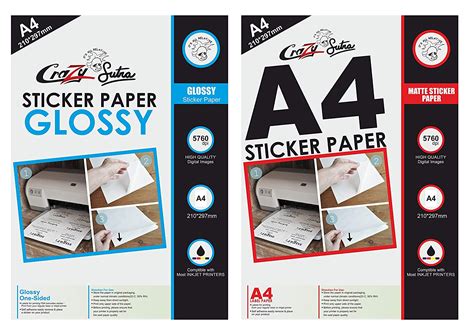 Crazy Sutra A4 Self-Adhesive Sticker Paper Combo (Matte 20 Sheet ...