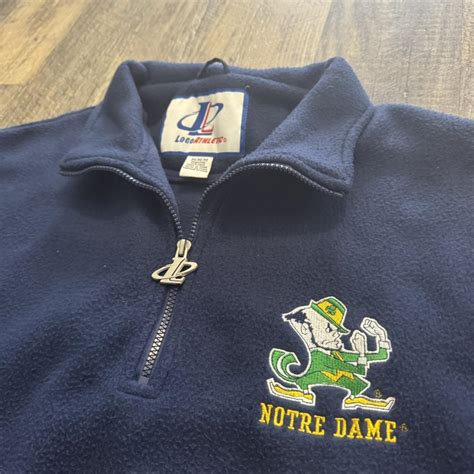 Vintage Logo Athletic Notre Dame Quarter Zip Fleece... | Depop