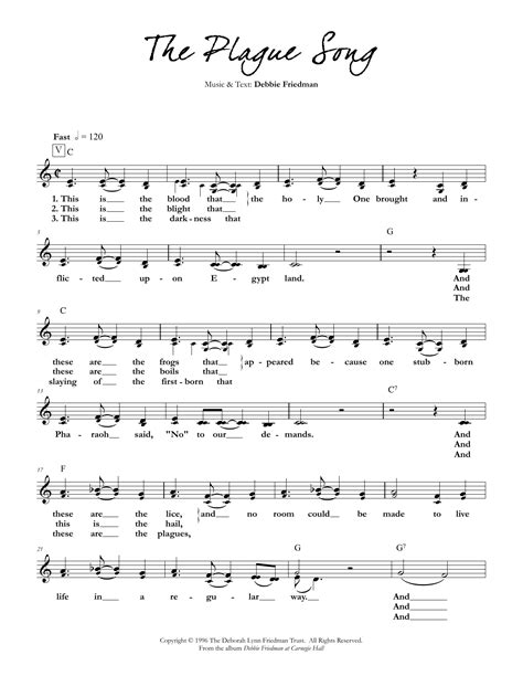 Download The Plague Song - Debbie Friedman | Lead Sheet / Fake Boo ...