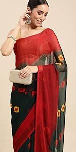 RANI SAAHIBA Women's Chiffon Bandhani Printed Saree Without Blouse ...