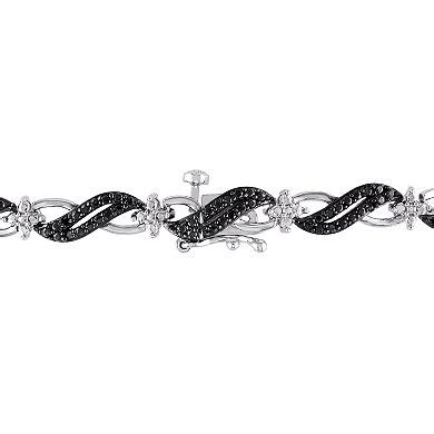 Stella Grace Sterling Silver 1/4 Carat T.W. Black Diamond Infinity Link ...
