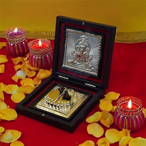 Ganesh Paduka Photo Frame with Shubh Labh Charan Paduka for Pooja Room ...