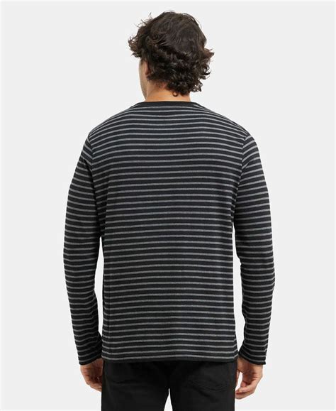 Buy Super Combed Cotton Rich Striped Round Neck Full Sleeve T-Shirt ...