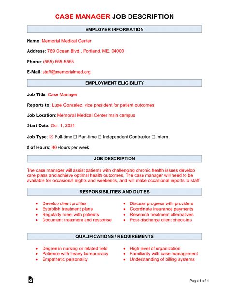 Case Manager Responsibilities