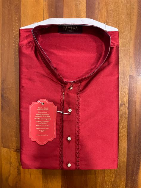 Southloom Semi Silk Short Kurta for Men in Red Colour – Southloom.com ...