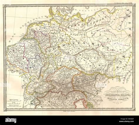 This 1855 map by Spruneri depicts Germania Magna, illustrating ancient ...