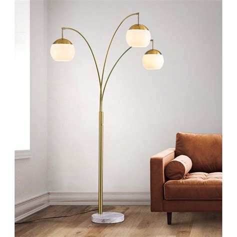 Mercer41 Eddo 84"H Glass Globe 3-Lights LED Dimmable Arch Floor Lamp ...