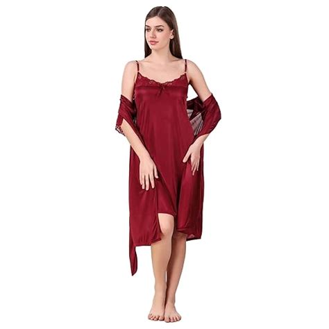 Buy Freely Satin Short Nighty & Robe Set - Pack of 2 at Amazon.in