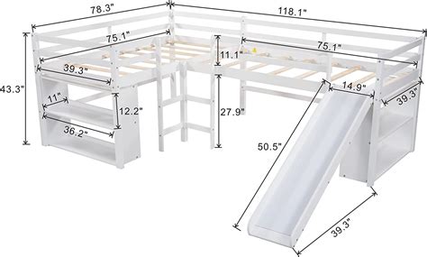 Buy P PURLOVE Modern Twin Loft Bed, Loft Bed with Movable Two-Tier ...