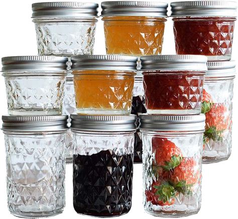 Tebery 12 Pack Mason Jars 8oz & 4oz Canning Jars Jelly Jars with ...