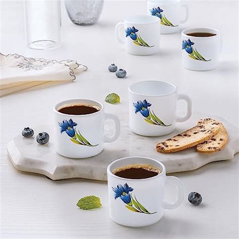 Larah by BOROSIL Nina Opalware Mug | Set of 6 Tea/Coffee Mugs, 100 ml ...