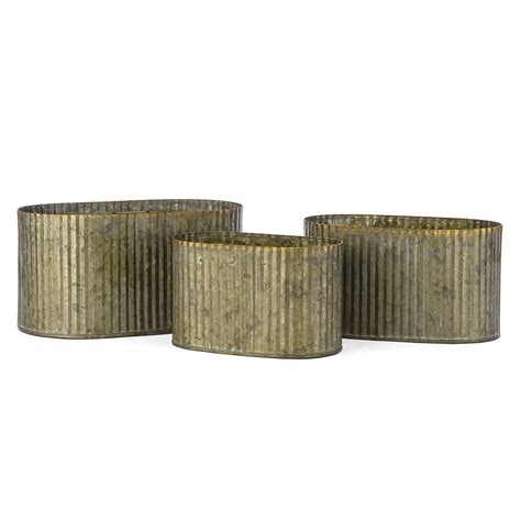 Skalny 84846 Oval Tin Planters 3Pc Set : Amazon.in: Home & Kitchen
