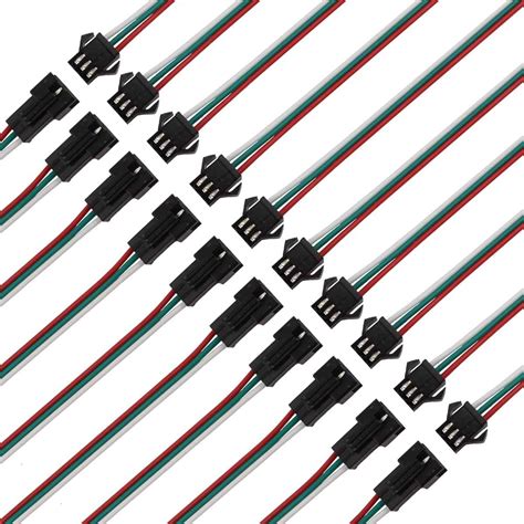 ACTOO JST SM 3 Pin Connector LED Power Male to Female SM Wire Cable ...