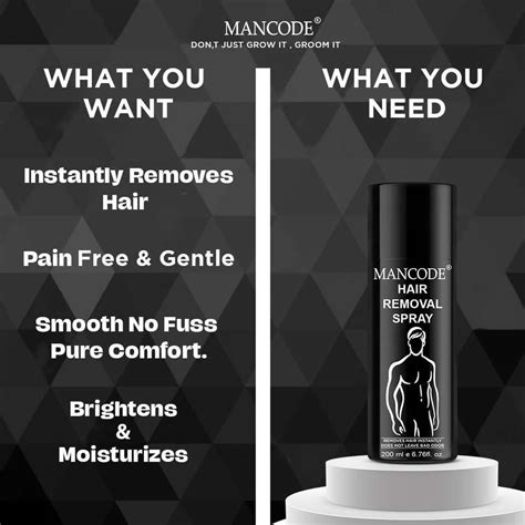 MANCODE Painless Hair Removal Spray Cream for Chest, Back, Legs & Under ...