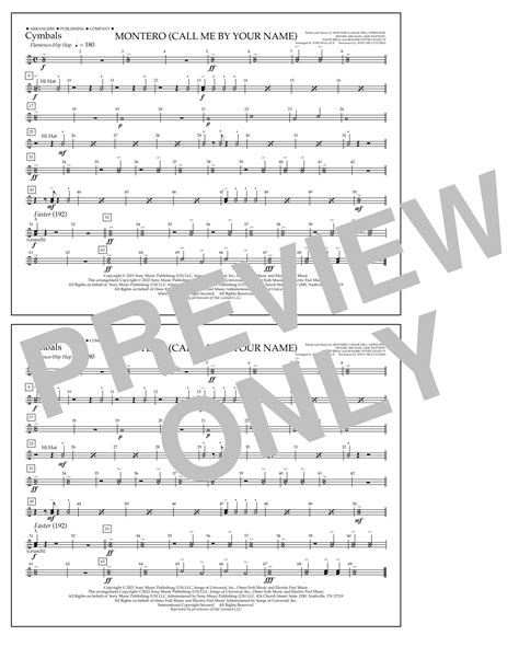 Montero (Call Me By Your Name) (arr. Tom Wallace) - Cymbals by Lil Nas X Sheet Music for ...