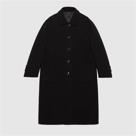 Reversible GG wool coat in black and grey | GUCCI® US