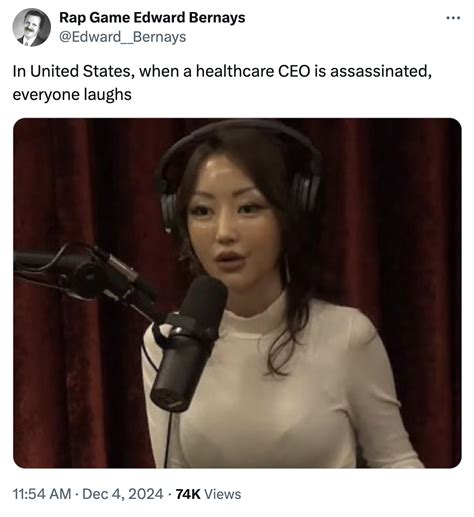 In United States, when a healthcare CEO is assassinated, everyone ...