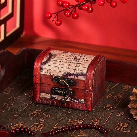 Mini Wooden Jewelry Box Vintage Ring Box Treasure Chest Vintage Box – CRAZE