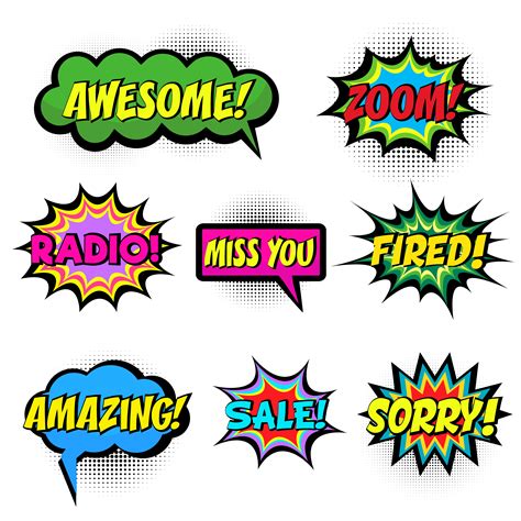 Comic book words. Comic speech bubble set 570275 - Download Free Vectors, Clipart Graphics ...
