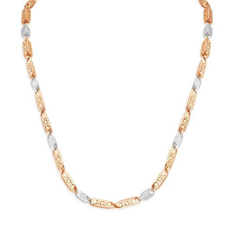 Carved Dual Tone Gold Chain For Men