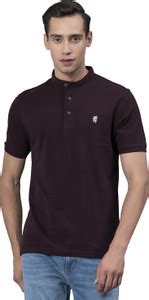 RED TAPE Solid Men Mandarin Collar Maroon T-Shirt - Buy RED TAPE Solid ...