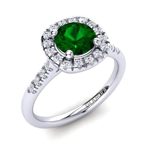 Order GLAMIRA Ring Fayette 750 White Gold - Emerald - Diamond | GLAMIRA.in