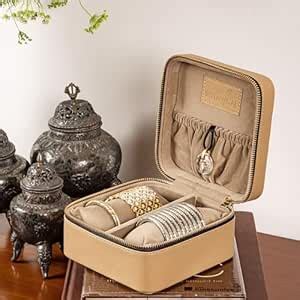 Casa Botanical Jewelry Organizer & Watch Box - Living Leather Zipper ...