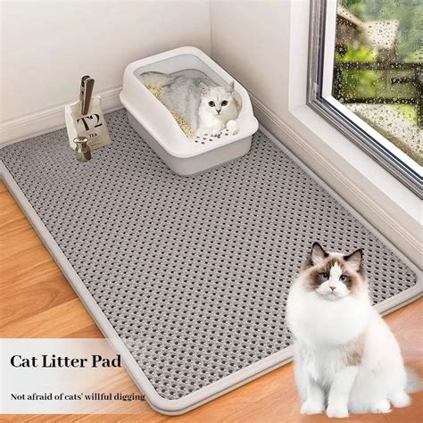 Cats Litter Mat Double Layer EVA Cat Litter Pad Large Hole Anti-Slip ...