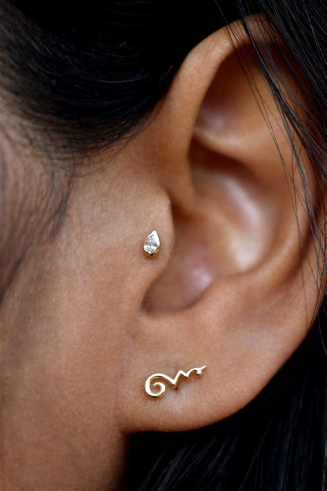 Buy 3x2 Mm Natural Pear Diamond Flatback Earring in 14k Solid Gold ...