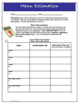Estimation Activity Worksheet by Wise Guys | TPT