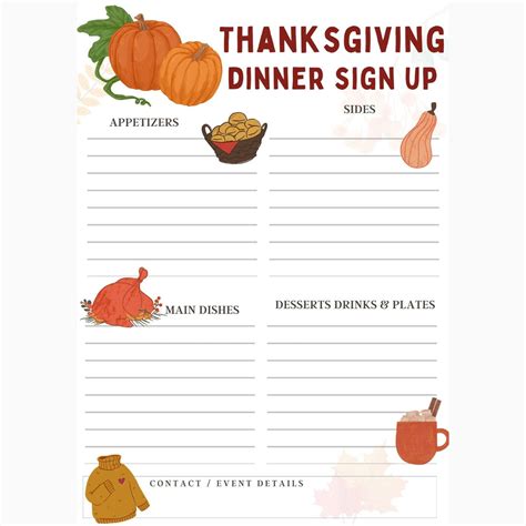 Free Printable Thanksgiving Potluck Sign Up Sheet/downloadable Potluck ...