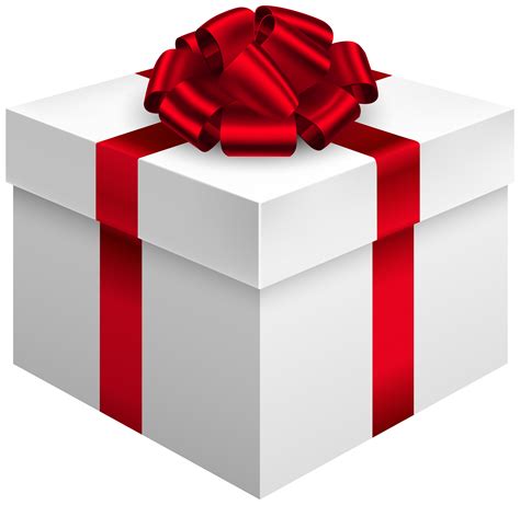 White Gift Box with Red Bow PNG Clipart - Best WEB Clipart