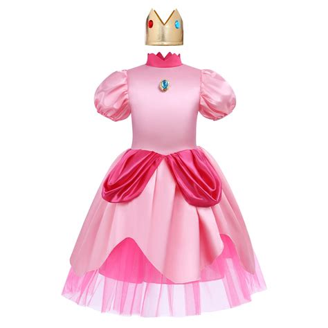 Buy Princess Peach Costume for Girls Super Brothers Princess Peach ...