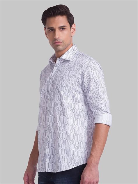 Men White Slim Fit Print Cotton Cut Away Collar Shirts – MyRaymond