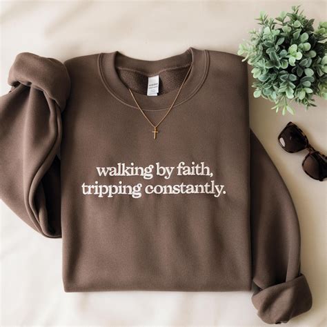 Embroidered Christian Sweatshirt, Walking by Faith, Inspirational Shirt ...